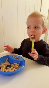 toddler chowing down